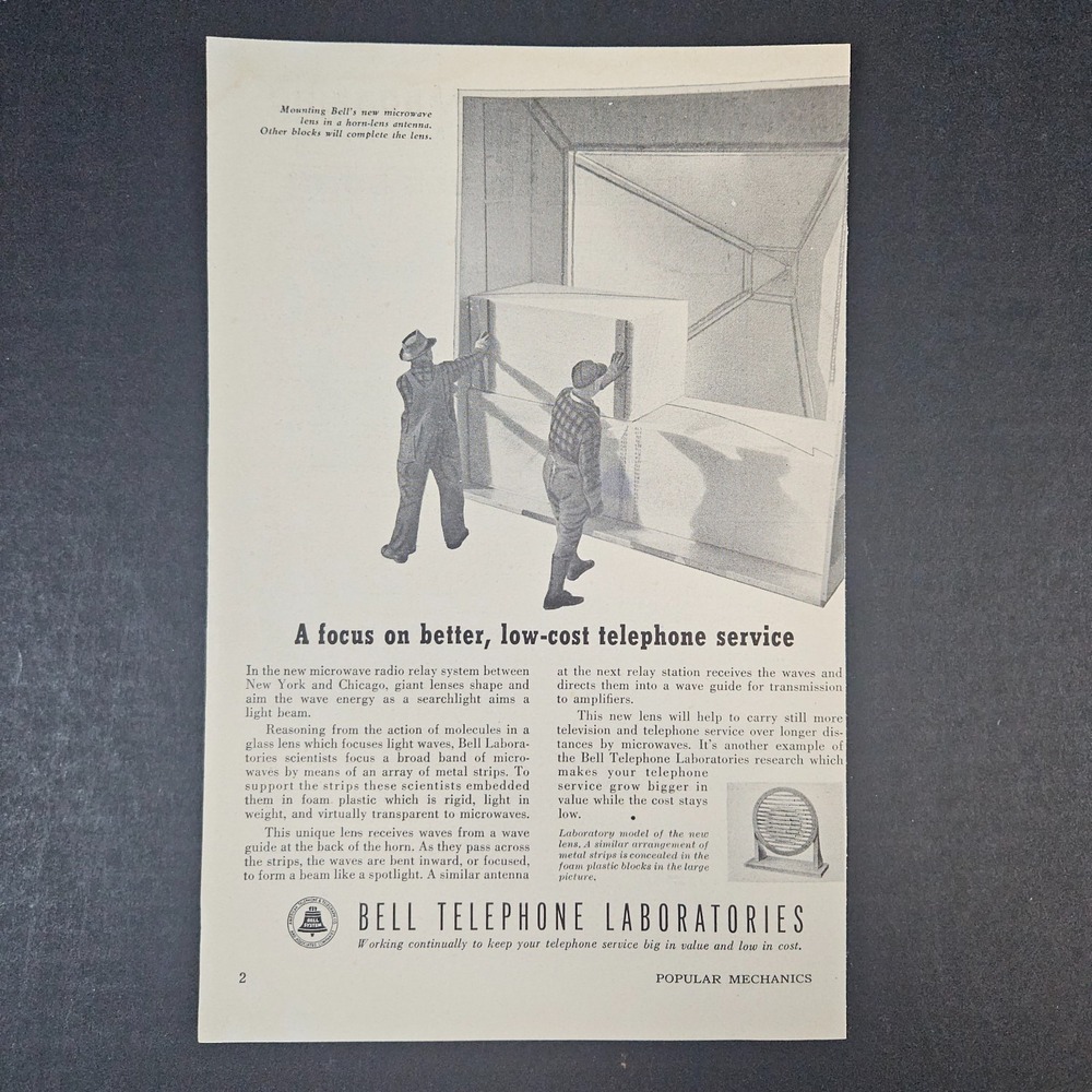 1950 AT&T American Telegraph Bell Telephone Laboratories Vintage Print‎ Ad Lens